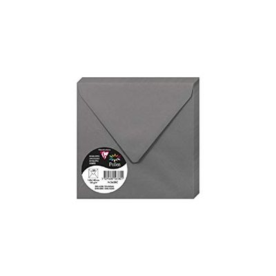 Clairefontaine 5638C - Pacco da 20 Buste gommate - Formato Quadrato 14x14cm - 120g/m² - Colore Grigio acciaio -Inviti Eventi e Corrispondenza - Gamma Pollen - Carta Premium Liscia