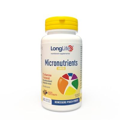 LongLife® Micronutrients Junior | 12 vitamine e 7 minerali per bambini e adolescenti | Multivitaminico-minerale | Senza glutine e vegetariano