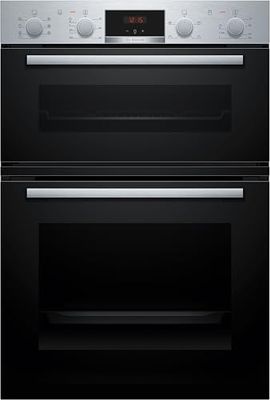 Bosch, Series 4, MBA533BS3B, 60cm Built-in Double Oven with 3D Hotair, EcoClean Direct, LED-display control and Pop-out knobs in Stainless steel