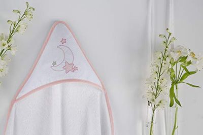 PIELSA Baby 1276-63 Babybadcape, douchecape, babybad voor maanden, winterjas, zachte badlaag, hygiënische badlaag, roze, afmetingen 100 x 100 cm
