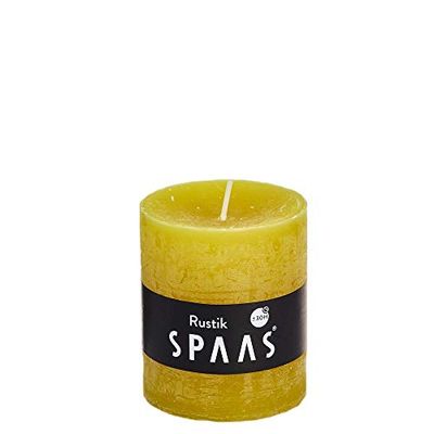 Spaas 8 Rustic Unscented Pillar Candles 68/80 mm, ± 30 Hours, Autumn Yellow