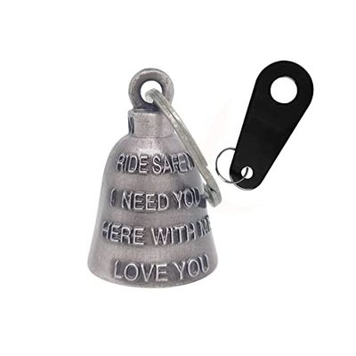 Colorful Motorcycle Bell with Hanger for Biker, Good Luck Biker Bells & Motorcycle Accessories, Key Chain for Luck, Ride Safely&i Need You Here With Me&love U, Medium