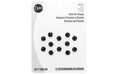 Dritz Sew-On Snaps, Black, Size 4/0