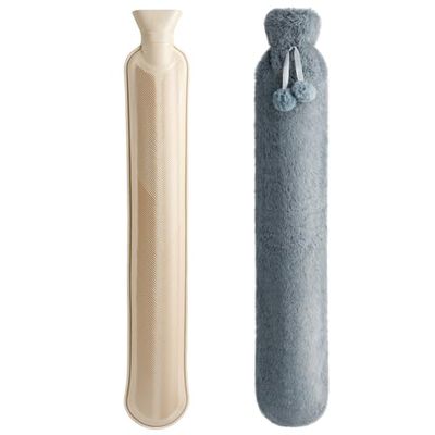 Homealexa Bouillotte Eau Chaude Longue avec Housses, Bouillotte Fourrure Extérieure 2 Litres, Grande Bouillotte Polaire
