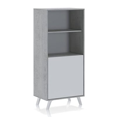 Wink Design Bar, Szafka wysoka, Ekologiczne panele z drewna, melaminy, modrzew biały, betonowy, H135 x 60 x 40 cm