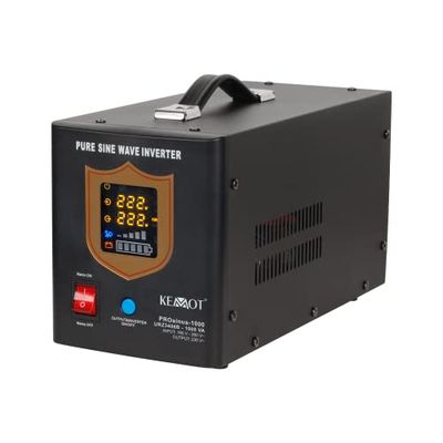 Alimentation électrique de Secours KEMOT prosinus de 700 Onduleur Pur Sinus Fonction de Charge 12 V 230 V 1000 VA/700 W,
