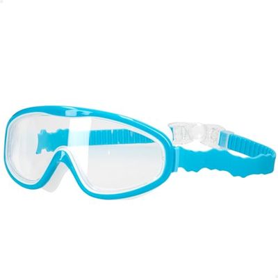 AKTIVE Occhialini da sub Aqua Sport per bambini, blu, fascia elastica regolabile, chiusura a scatto, senza lattice, ipoallergenici, anti-perdita, maschera da snorkeling, ampio angolo di visione, +7 anni (54244)