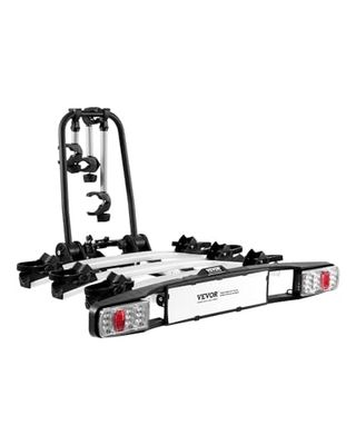 VEVOR Porte-vélos sur Attelage Capacité de Charge 3PCs jusqu'à 65 kg, Support de Vélos Monté sur Coffre de Voiture, Compatible avec Récepteurs de 5 cm, Verrouillable, avec Feu Arrière, pour Voyage