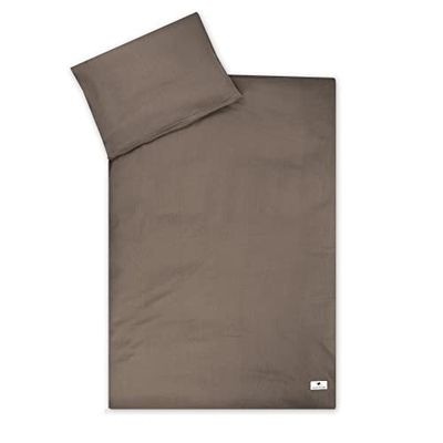 Julius Zöllner Musseline - kinderbeddengoed 100 x 135 cm + 40 x 60 cm, 2-delige set dekbedovertrek en kussensloop, 100% katoen-mousseline, met ritssluiting, Oeko-Tex Standard 100, nougat