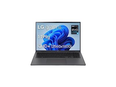 LG gram 16Z90R-G.AA56F - PC portable 16" 1199g, écran IPS QHD+ 16:10, Plateforme Intel Evo i5-1340P, RAM 16Go, SSD 512Go NVMe, Intel Iris Xe, Thunderbolt 4, Windows 11, Clavier AZERTY, Gris