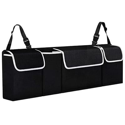 TANNESS Organizador de asiento de maletero de coche con correas ajustables, organizadores de accesorios de almacenamiento, protectores de respaldo de asiento, almacenamiento interior mediano y grande,