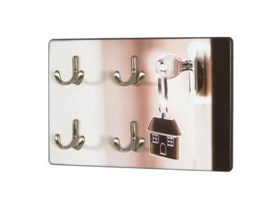 HAKU Möbel Tableau à clés Optique INOX, Motif, MDF, métal - Dim.: L 30 cm x H 21 cm x P 5 cm, Style: Modern