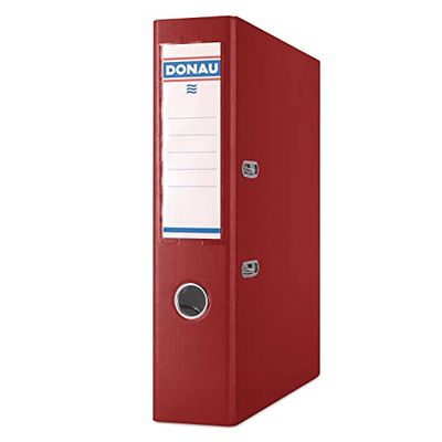 DONAU Master - Archivadores anchos (25 unidades, DIN A4, 7,5 cm, 25 unidades), color rojo burdeos, funda de plástico PP/Cartón de papel, con ranuras, carpeta de oficina, carpeta de anillas, color