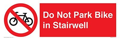 Cartello con scritta in inglese "Do Not Park Bike in Stairwell", 450 x 150 mm, L41