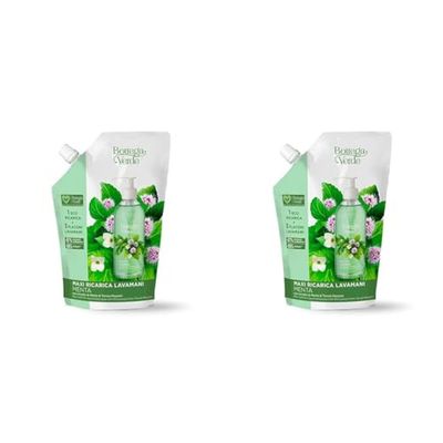 Bottega Verde - Maxi ricarica lavamani con estratto di Menta di Tenuta Massaini (750 ml) (Confezione da 2)