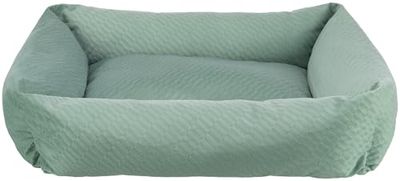 TRIXIE Cuccia per cani Alena, 80 x 60 cm, in salvia – lettino rettangolare con rivestimento in morbido velluto, per cani di taglia media, cuscino integrato, fondo antiscivolo, morbido e lavabile