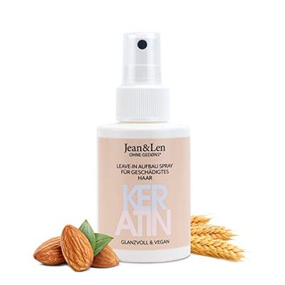 Jean & Len Spray restaurador sem enxaguamento, nutre os cabelos danificados, com fitoqueratina e proteínas vegetais, dá brilho aos cabelos, sem parabenos ou silicone, 100 ml