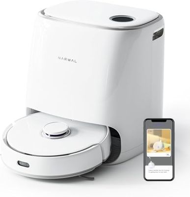 NARWAL Freo Robot Lavapavimenti e Aspirapolvere, Robot Aspirapolvere, Ultra Pulito DirtSense, Aggiunta Automatica di Detergente, Display LCD, Oscillazione Intelligente, Controllo APP, Bianco