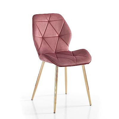 Wink Design Keanu Gold Pink Set med 4 stoppade stolar, rosa, glänsande guld, 49 x 59 x H 87 cm