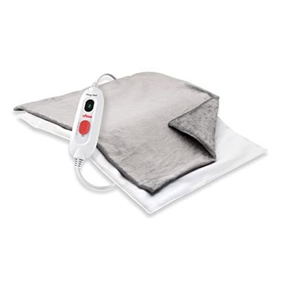 Ufesa Flexyheat E2P Cuscino Termico Elettrico 45x35 cm, 100 W, 3 Livelli di Temperatura, Spegnimento Automatico, Interno Impermeabile, Federa Lavabile, Grigio