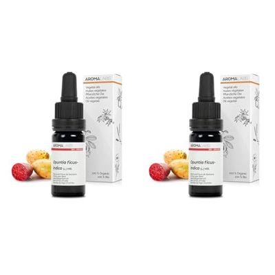 BIO - Huile végétale PÉPINS DE FIGUE DE BARBARIE - 10mL - 100% Pure, Naturelle, Pressée à froid et Certifiée Cosmos - AROMA LABS (Marque Française) (Lot de 2)