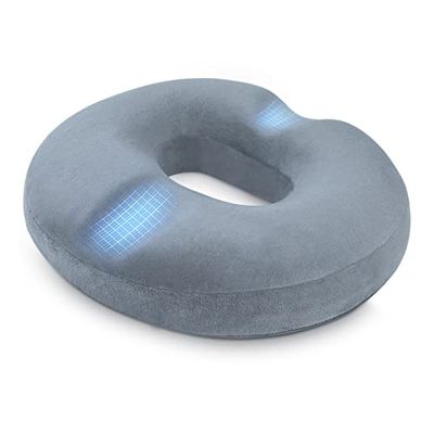 LITSPOT Donutkussen, orthopedisch zitkussen, aambeien, zitring, ontlasting van stress, verhoogd zitcomfort, ergonomisch zitkussen voor auto, bank, kantoor en rolstoel, grijs