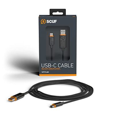 SCUF Braided USB-C Cable – 6 feet / 2 Meters USB Type C Connection and Charging for Xbox Controllers, PS5 Controllers, and Smart Phones - Light Grey