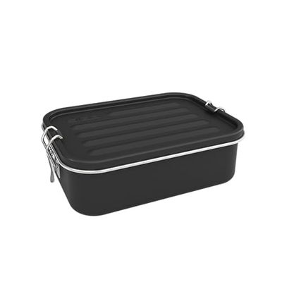 Sigg Gemstone Box Obsidian Black Lunch Box, Stainless Steel Lunch Box with Leak-Proof Silicone Rim, Divided Lunch Box for Lunch and Leftovers
