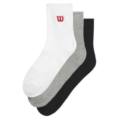 Wilson Confezione da 3 Calzini Quarter Top, Bright White/Black, L Unisex-Adulto