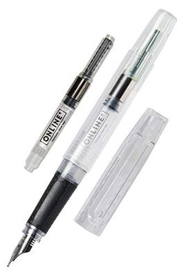 Online Bachelor - Pluma estilográfica (punta de iridio M, para cartuchos de tinta estándar, mango ergonómico, convertidor sostenible, para carteles, diarios y caligrafía