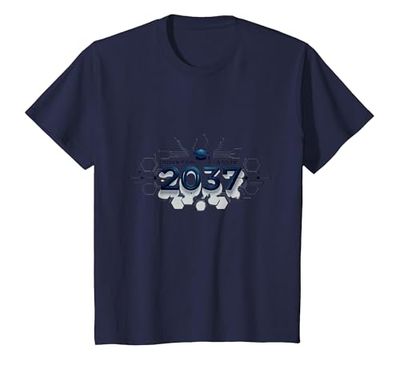 Born for Class of 2037 Futuristic Graduate Gift T-Shirt, Kids, Navy, 3 Years