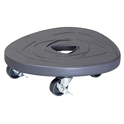 WAGNER Plantentrolley STONE SPACE DESIGN Ø 28 x 7,5 cm I Bloementrolley voor binnen + buiten I Containertrolley van beton, leisteenoptiek, met 2 onderbrekingen I Draagvermogen 100 kg - 20090301