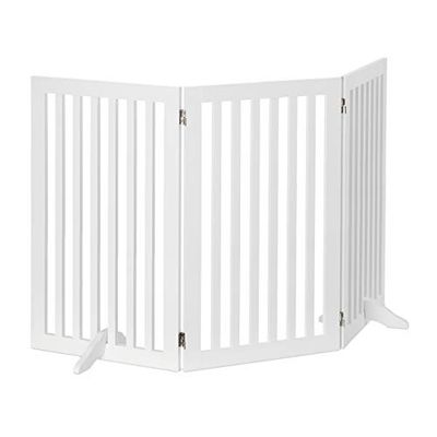 relaxdays Barrera de Seguridad para Perros y niños, Ajustable, Reja Protectora, 91,5x154 cm, Blanco, Tablero de Fibras
