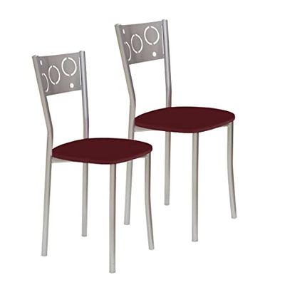 ASTIMESA SCPRBU Deux chaises de Cuisine, métal, Bordeaux, Hauteur d'assise 45 cm