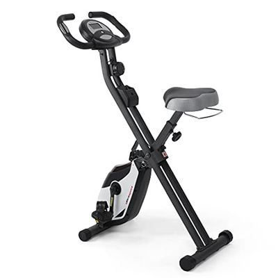Ultrasport F-Bike Heavy, cykeltränare, fitnesscykel LCD träningsdator, hopfällbar hemmatränare, max. användarvikt 130 kg, pulsmätning, 8 motståndsnivåer, handdukshållare, Mattsvart