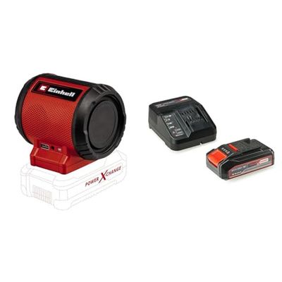 Einhell Altavoz a batería - TC-SR 18 Li BT Power X-Change, 18 V, Volumen máx. 85 dB, 120 Hz-20 Khz, Bluetooth 5.0, 10 m Alcance, conexión AUX/USB, Incluye 1 batería de 2.5Ah y Cargador Individual