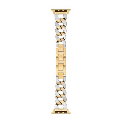 MICHAEL KORS Cinturino da donna in acciaio inossidabile o acetato, compatibile con Apple Watch da 38 mm/40 mm/41 mm, 185+/- 5MM, Oro e argento