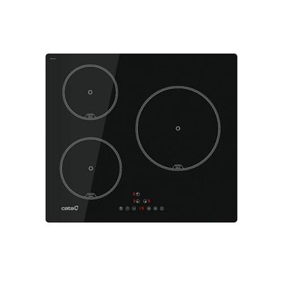 CATA IB 6403 E2 BK Plaque à induction, avec 3 zones de cuisson, fonction booster, Touch Control, 3 fonctions de cuisson, connectivité automatique, 9 niveaux de puissance, serrure de sécurité, largeur