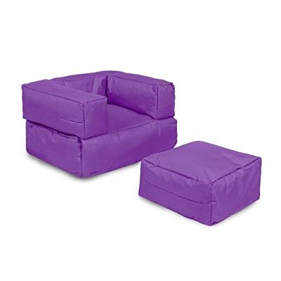 WELL HOME MOBILIARIO & DECORACIÓN Fauteuil + Pouf pour Enfants pour extérieur Violet