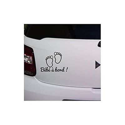 Zelfklevende vinylsticker"Baby an Bord" met kleine voetjes van de baby, Ref 2 (zwart)