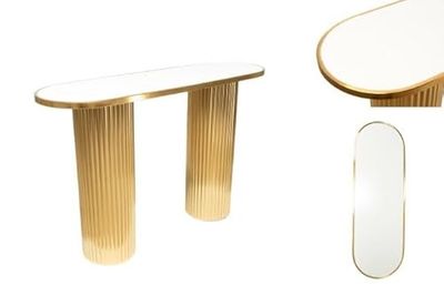 CONSOLA METAL DORADA TAPA MARMOL