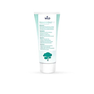Tebodont-F Dentifricio, ostacola la formazione di placca, rinforza il tessuto gengivale, profilassi della carie con olio dell'albero del tè e fluoruro di sodio