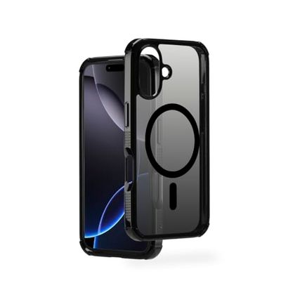 Hama Custodia Extreme Protect per iPhone 16 e MagSafe (D3O Bumper, antiurto, anticaduta, infrangibile, magnetica, per ricarica induttiva, gradiente, colore: Nero