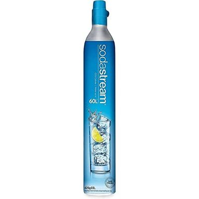 SodaStream Reservegasfles van 60 liter voor het maken van bruisend water, CO2-cilinder om thuis bruisend koolzuurhoudend water te maken (inschroeven, blauw gas)