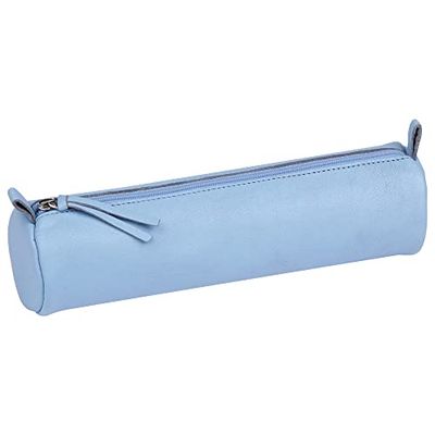 Clairefontaine 410159C pennenetui rond, van lamsleer, Ø5,5 x 22 cm, 1 stuk, blauw