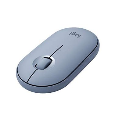 Logitech Pebble Mouse Wireless, Bluetooth o 2,4 GHz con Mini Ricevitore USB, Silenzioso, Mouse per Computer Sottile, Clic silenziosi, per PC/Mac/Laptop/iPadOS/Chromebook - Blu