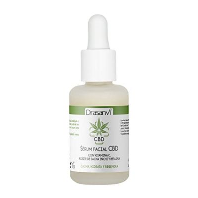 DRASANVI SÉRUM FACIAL CBD - CBD + Vitamina C + Aceite de Sacha Inchi + Betaina - Efectos calmantes e hidratantes - Ideal para pieles maduras - 30 ml