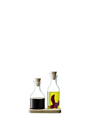 LSA International Serve Oi L and Vinegar Set Base L15 cm, Clear/Oak, L15cm
