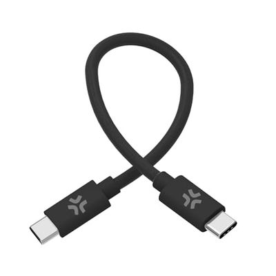 Celly, Cavo USB-C a USB-C, Realizzato in Tessuto Intrecciato Nero, Ricarica Rapida fino a 60W, Compatibile con Caricabatterie, Powerbank e Altri Dispositivi, Lunghezza di 30 Cm