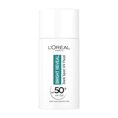 L'Oreal Paris Bright Reveal - Fluido per ridurre lo scolorimento UV con SPF 50+, 50 ml